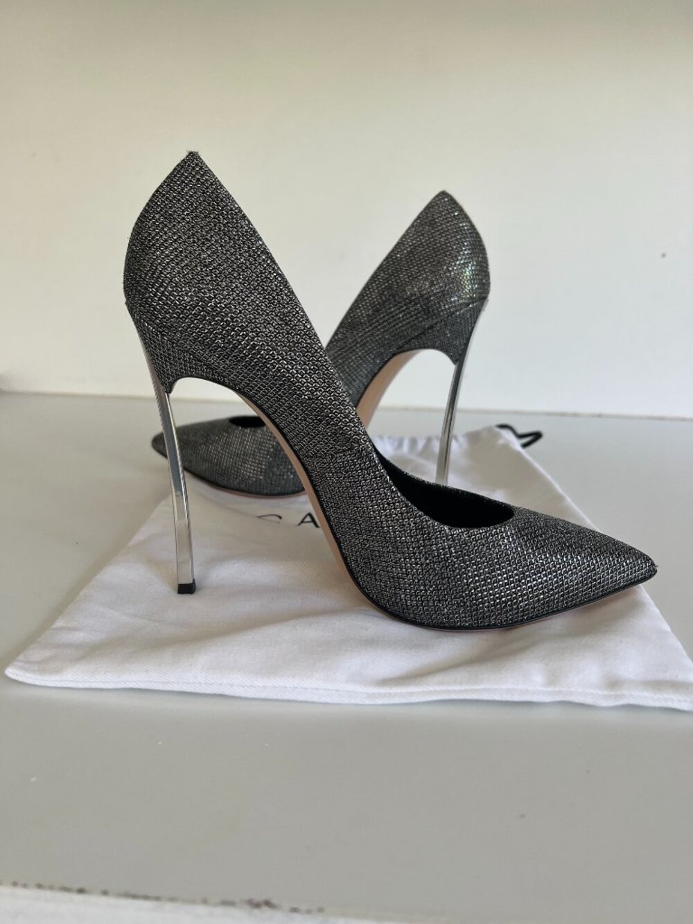 CASADEI Metallic Grey Blade Heels Size 40